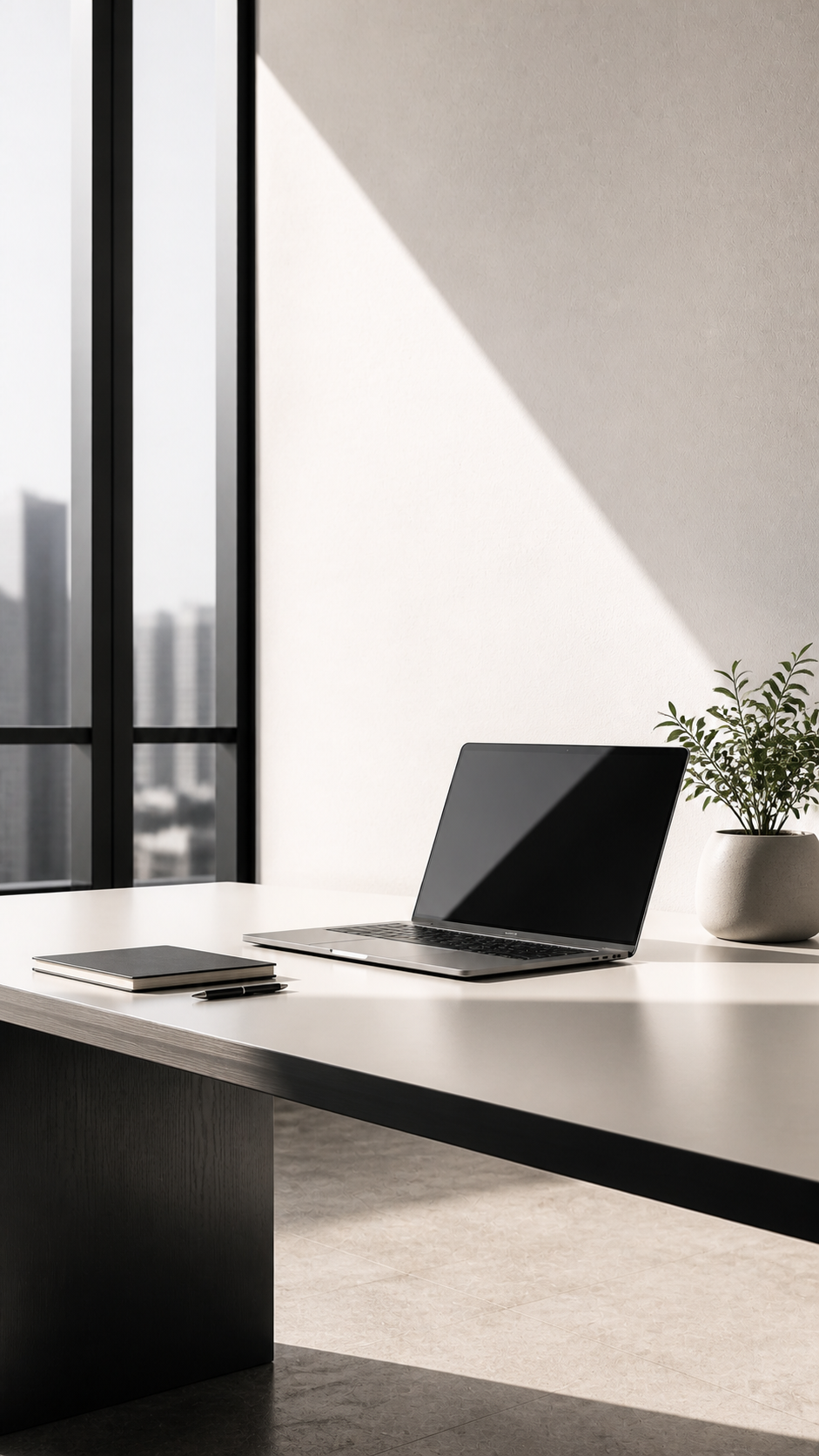 Espacio de trabajo minimalista con laptop