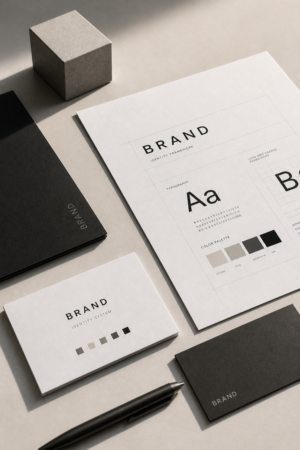 Composición visual de diseño gráfico con estética premium